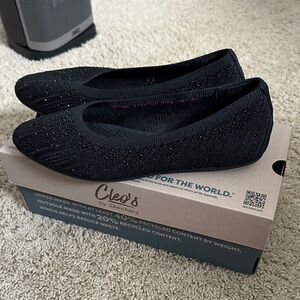 Skechers Cleo Black Sparkle Flats